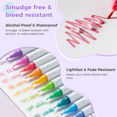 Ohuhu Colored Fineliner & Brush Pens, 12 Colors