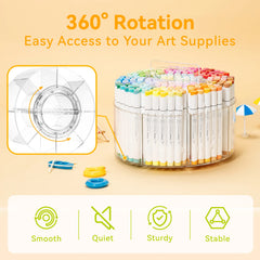 Ohuhu 360° Rotating Clear Acrylic Marker Organizer