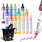 Ohuhu Acrylic Paint Markers 18 Colors Reversible Tip Jumbo Chisel & Round- Mauna