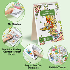 Ohuhu Pupe B 40 Paper-friendly (No Peeling) Markers& Coloring Book Set